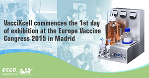 VacciXcell commences the 1st day of exhibition at the Europe Vaccine Congress 2015 in Madrid