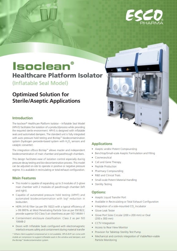 Healthcare Platform Isolator – Inflatable Seal – BioVap™ Brochure